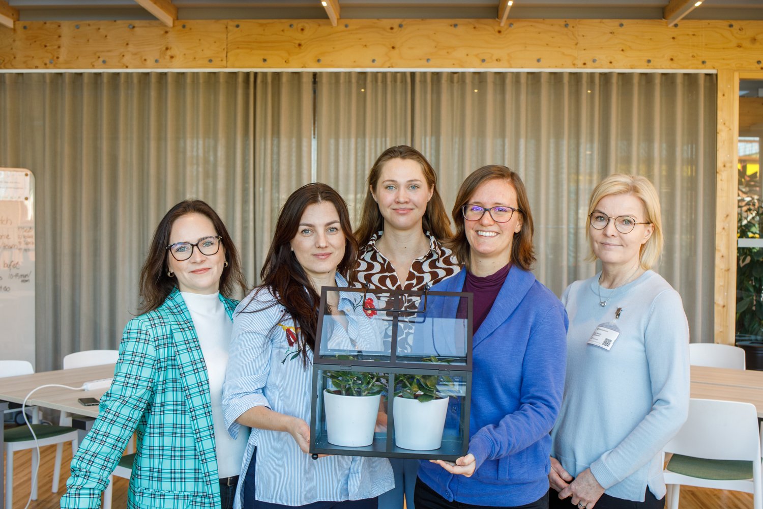 Joint &Auml;io team: Anni Talts (Unibake), Evelyn Lumi (&Auml;io), Solja Pieti&auml;inen (Lantm&auml;nnen Group R&D), Luisa Nora (&Auml;io) and Maija Kauppi (Unibake). Aino Kiiskinen (Unibake) missing&nbsp; the picture. 