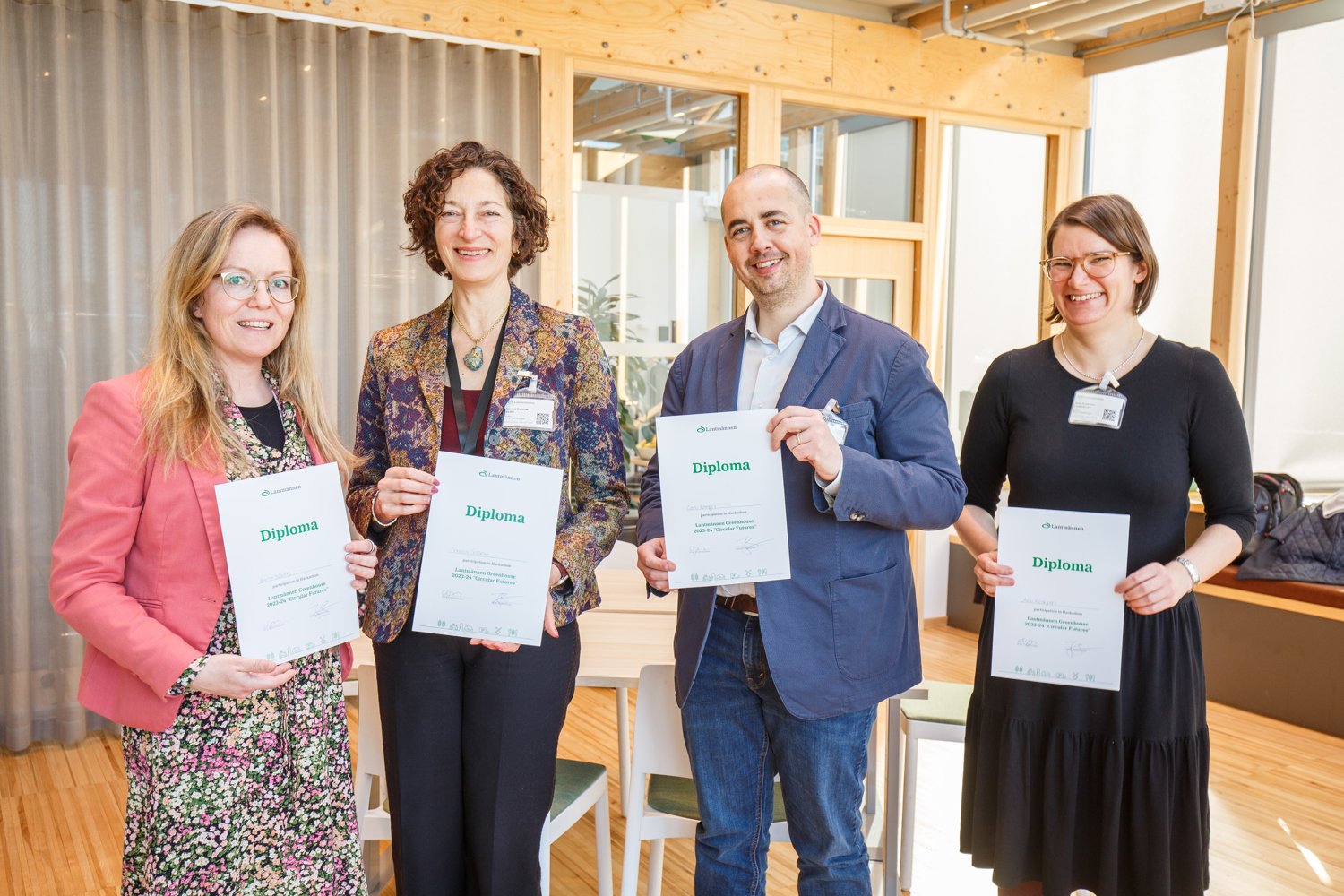 Joint SEaB team Maria Nelving (Unibake), Sandra Sassow (SEaB), Carlo Rampini (Unibake) and Aino Kiiskinen (Unibake). Richard Stowey from Unibake missing from the picture.